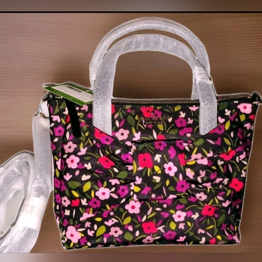 🌸NWT kate spade Haring Lane Floral BOW Satchel Crossbody Handbag Tote Purse NEW